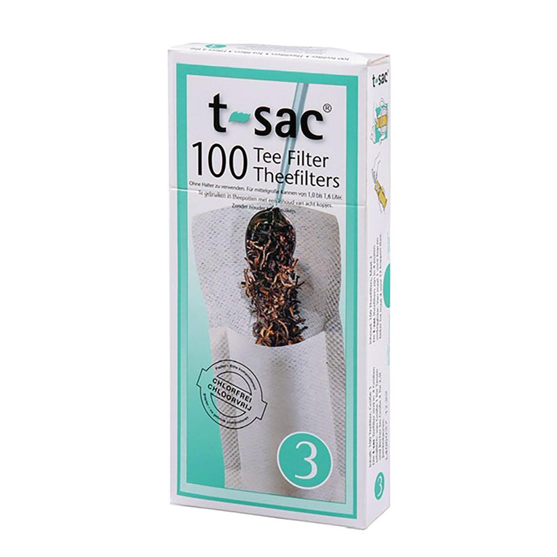 T-Sac Tea Filter Bags, Disposable Tea Infuser, Number 3-Size, 3 to 8-Cup Capacity, Set of 100 - Image 1