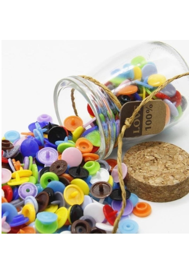 Excefore - 240 Sets Resin Snaps Buttons, No-Sew T5(12mm) Resin Plastic Snaps Button, Suitable for Crafts Cloth, Leather, Rain Coat, Bibs - Image 1