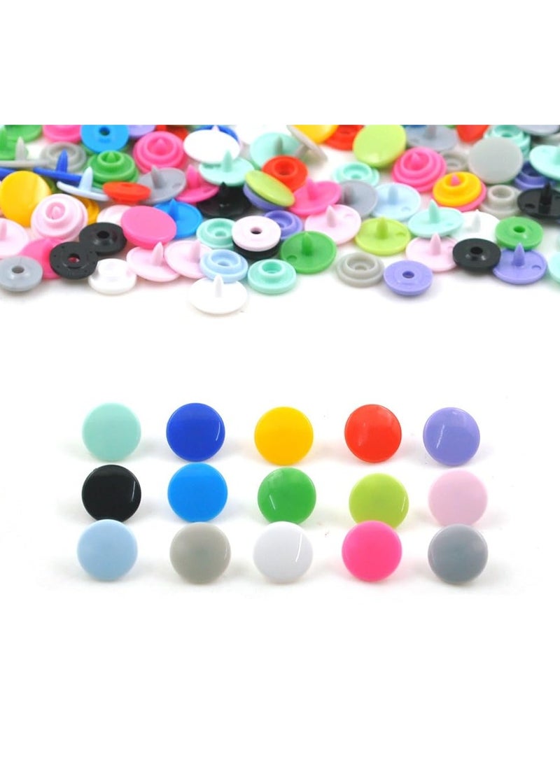 Excefore - 240 Sets Resin Snaps Buttons, No-Sew T5(12mm) Resin Plastic Snaps Button, Suitable for Crafts Cloth, Leather, Rain Coat, Bibs - Image 1