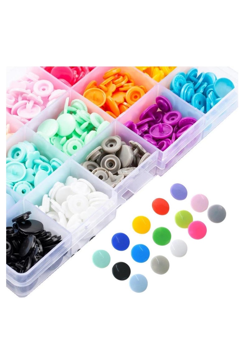 Excefore - 240 Sets Resin Snaps Buttons, No-Sew T5(12mm) Resin Plastic Snaps Button, Suitable for Crafts Cloth, Leather, Rain Coat, Bibs - Image 1