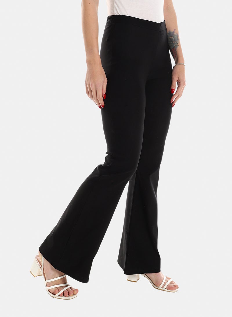 belle Pattern Elastic Waist Flare Pants - Image 1