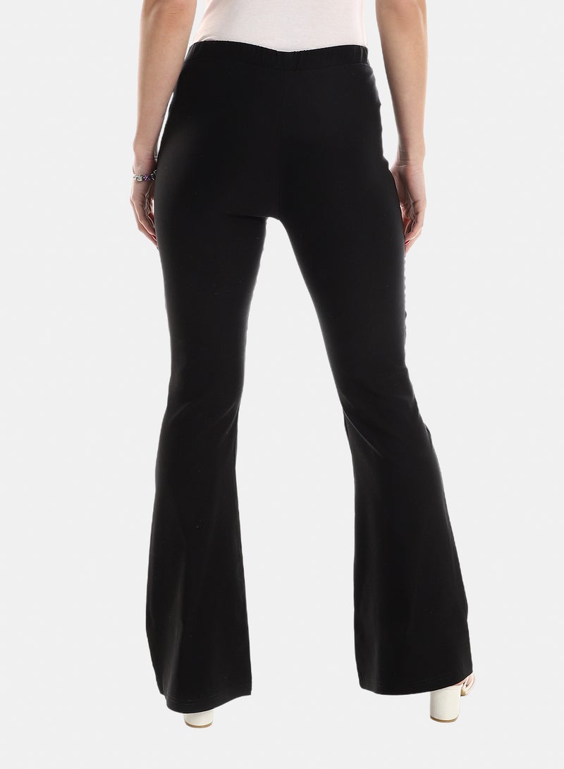 belle Pattern Elastic Waist Flare Pants - Image 3