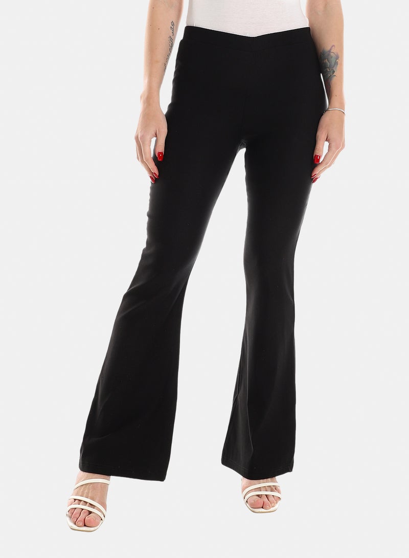 belle Pattern Elastic Waist Flare Pants - Image 2