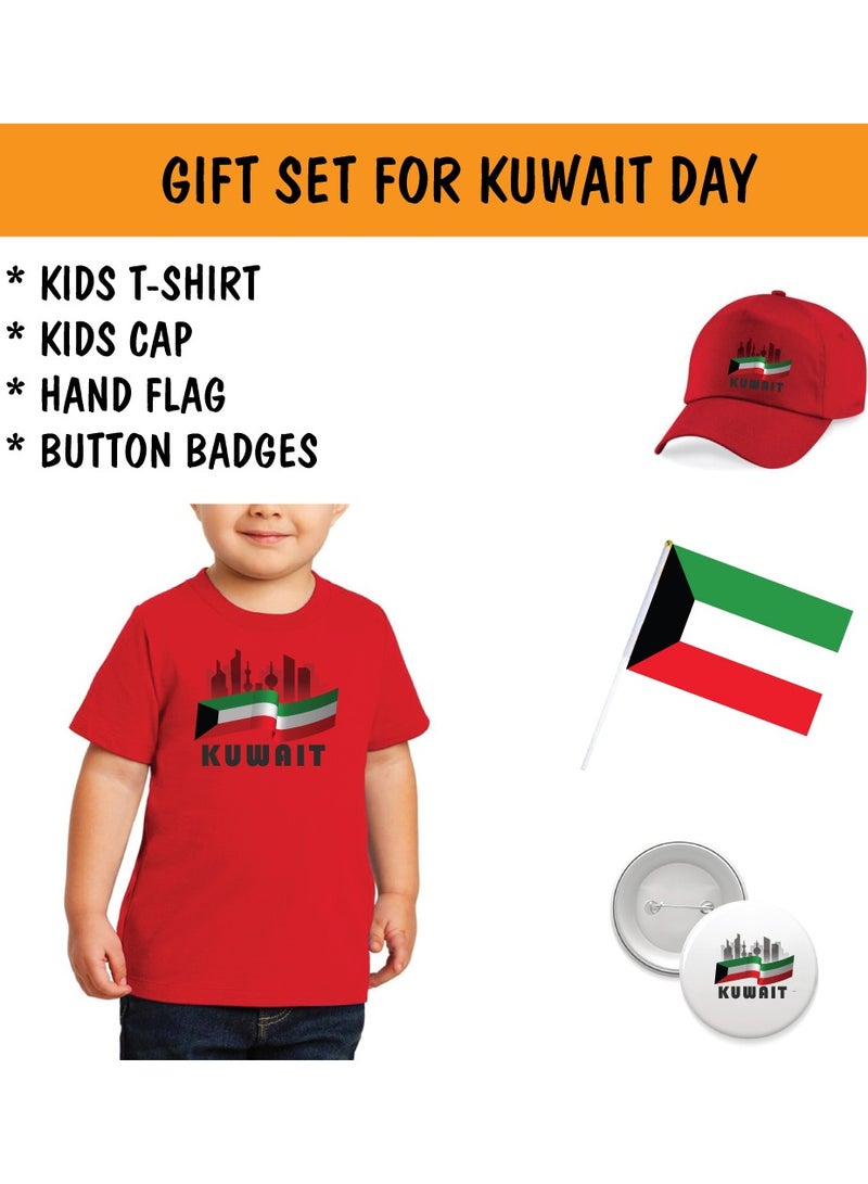 PRINTSHOP4ME Kuwait National Day Gift Set for Boys - T-Shirt - Cap - Badge and Flag Set - Celebrate Kuwait National Day with this Kids Combo Pack in Style - Image 2