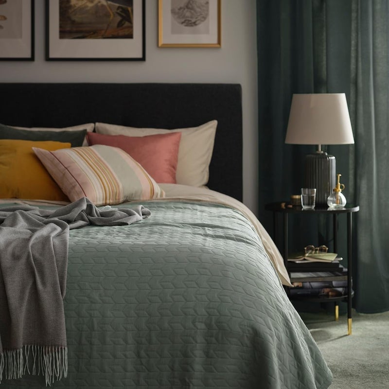 JENIFO JENIFO KLAX Bedspread 230x250 cm 91x98 Green Super Soft Quilted Cotton Coverlet Lightweight Breathable Throw Blanket Cozy Elegant Bedding for Home Hotels - Image 4