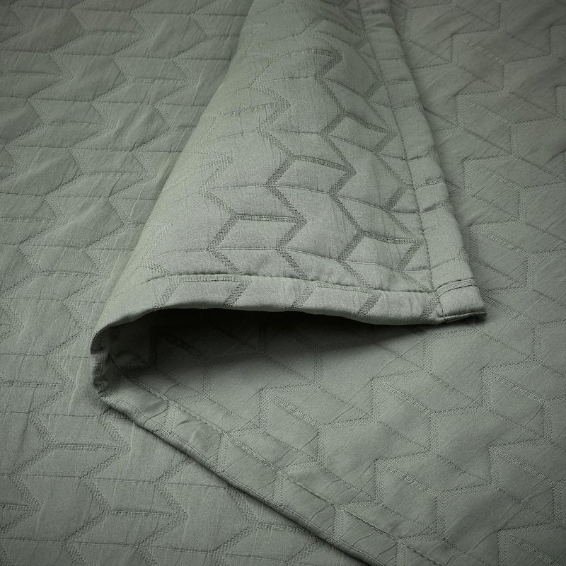 JENIFO JENIFO KLAX Bedspread 230x250 cm 91x98 Green Super Soft Quilted Cotton Coverlet Lightweight Breathable Throw Blanket Cozy Elegant Bedding for Home Hotels - Image 2