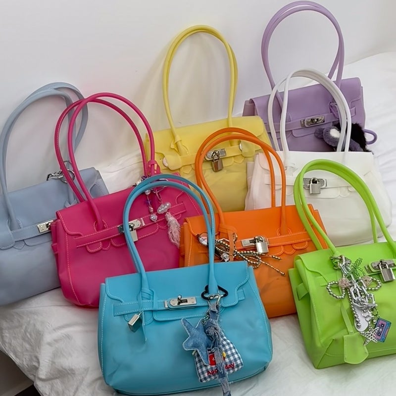 Korean Style Small Jelly Firkin Bucket Bag Handbag Shoulder Bag for Women - Image 2