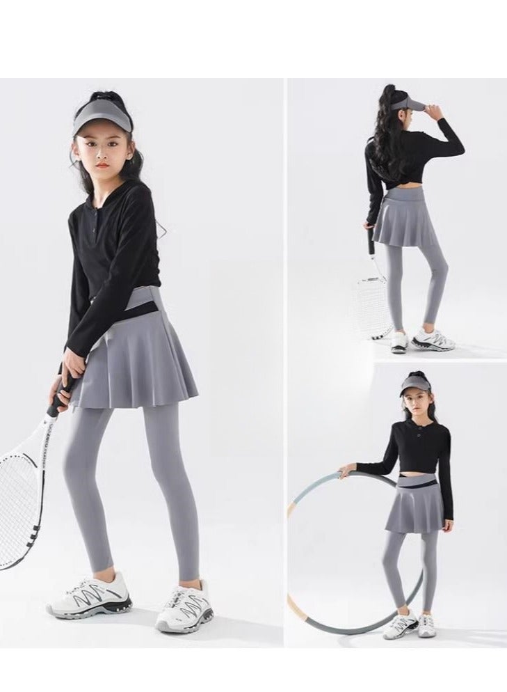 Children's Quick Drying Clothes Yoga Badminton Tennis Training Hooded Long Sleeved Sports Suit  - Image 1
