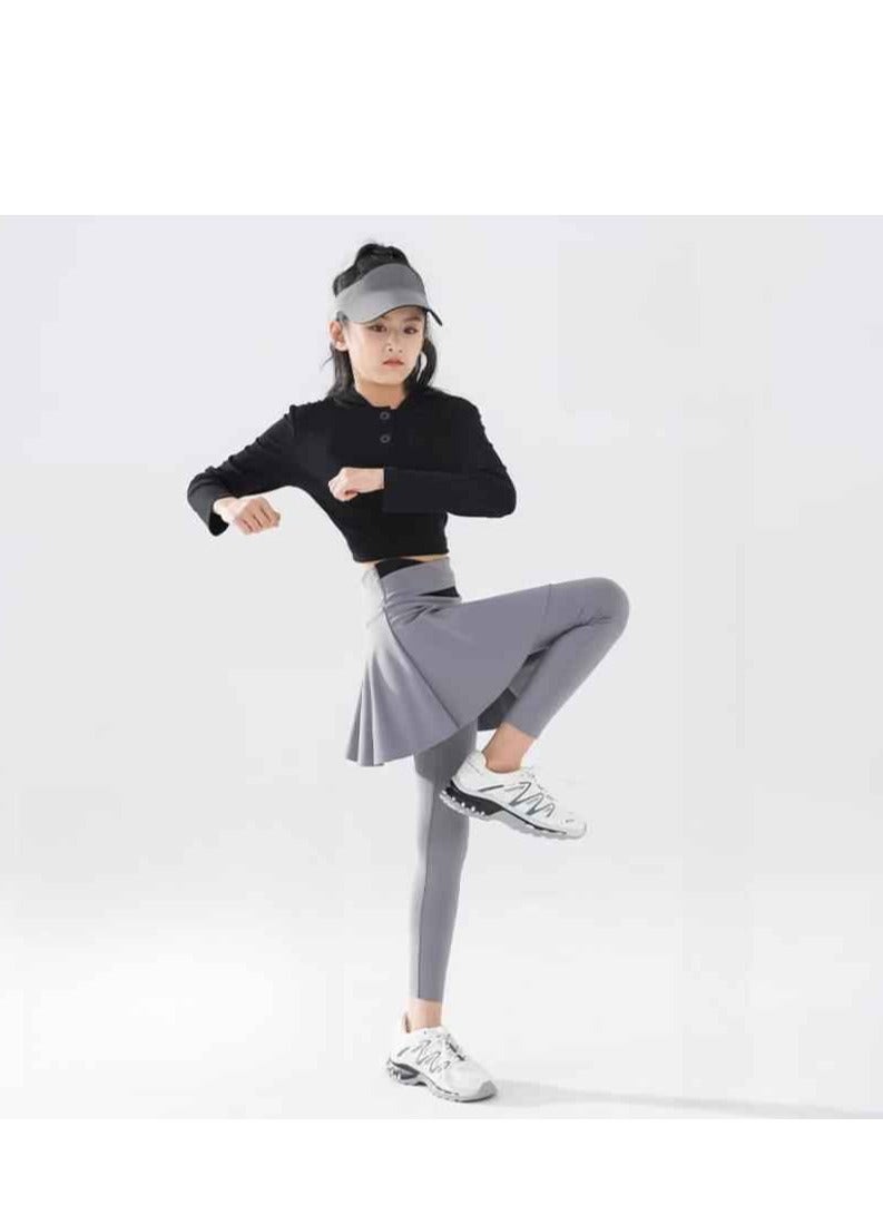 Children's Quick Drying Clothes Yoga Badminton Tennis Training Hooded Long Sleeved Sports Suit  - Image 2