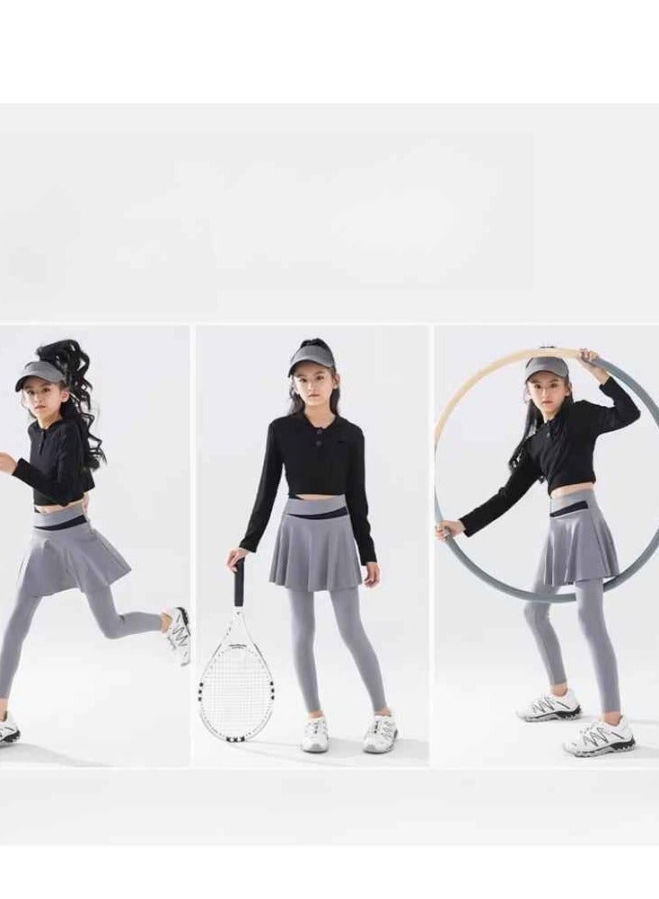 Children's Quick Drying Clothes Yoga Badminton Tennis Training Hooded Long Sleeved Sports Suit  - Image 3