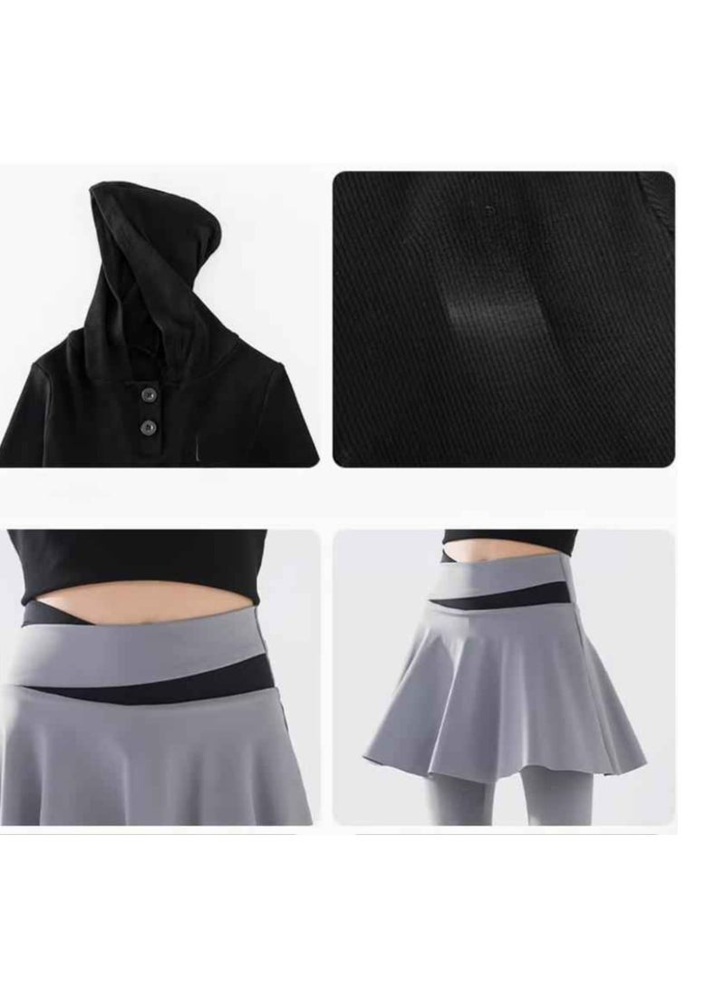 Children's Quick Drying Clothes Yoga Badminton Tennis Training Hooded Long Sleeved Sports Suit  - Image 4