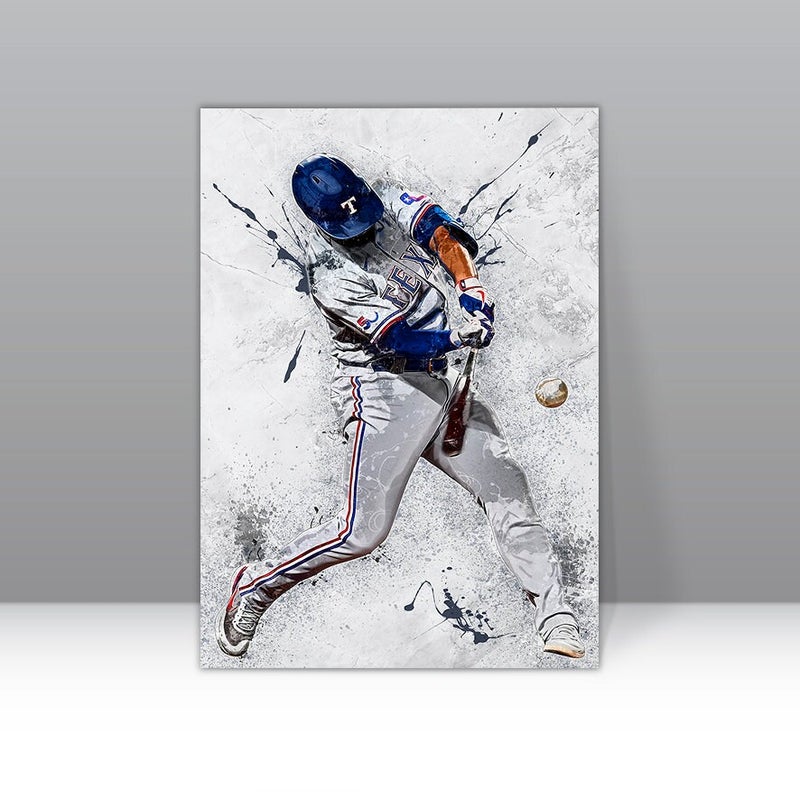 TNESSENTIAL Marcus Semien Poster Texas Rangers Framed Canvas Poster Baseball Wall Art Print MLB Artwork Home Decor E42 Birthday Gift - Image 1