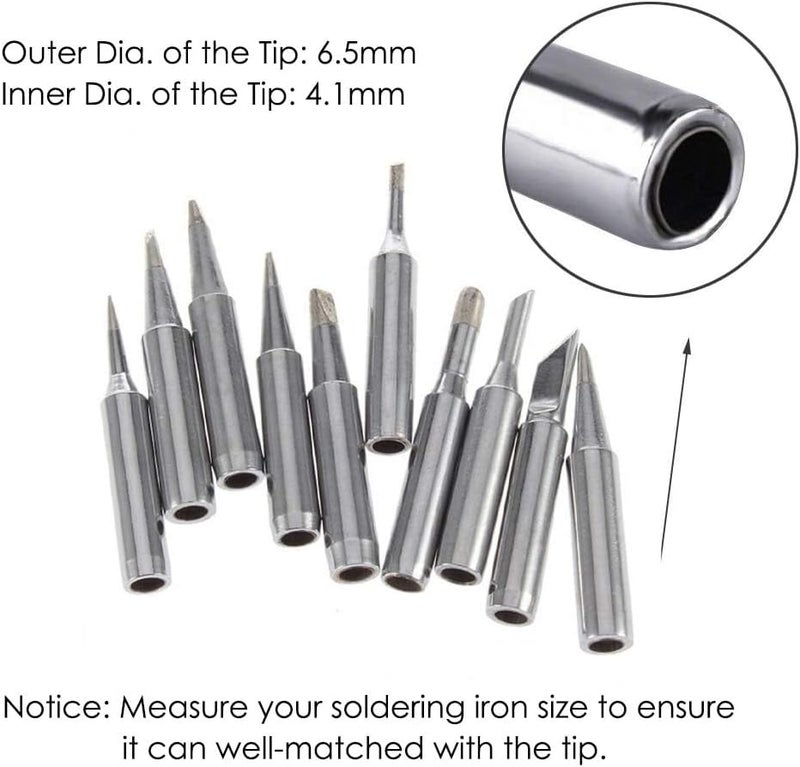 10pcs 900M Soldering Iron Tips Kit, Replacement Solder Iron Tips Kit for Hakko, Radio Shack, TENMA, ATTEN, Quick, Aoyue, Yihua Solder Station - Image 4