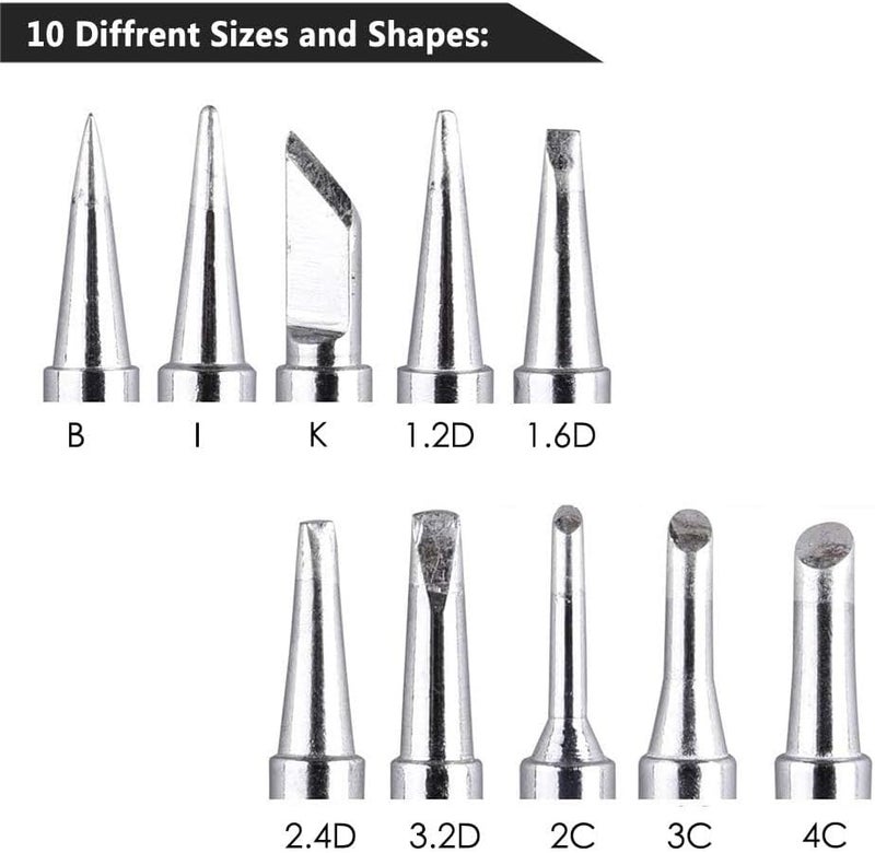 10pcs 900M Soldering Iron Tips Kit, Replacement Solder Iron Tips Kit for Hakko, Radio Shack, TENMA, ATTEN, Quick, Aoyue, Yihua Solder Station - Image 2