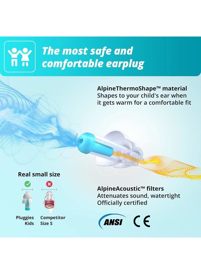 Alpine Pluggies Kids Ear Plugs for Small Ear Canals – Noise Cancelling Earplugs for Kids Age 5-12 Multifunctional Hearing Protection for Flying and Swimming - Hypoallergenic Reusable Filter Earplugs - Image 5