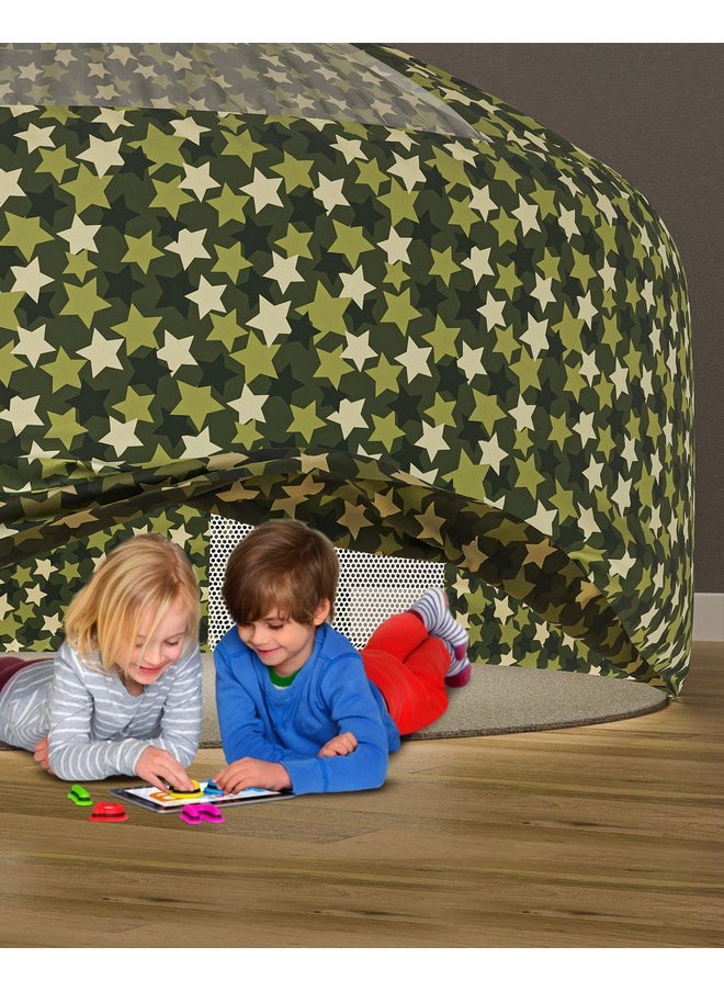 Skywin Air Tent Fort Large Camo Stars With Floor Playhouse For Kids - Inflatable Kids Fort Sets Up And Stores Away In Seconds (Fan Not Included)  - Image 5