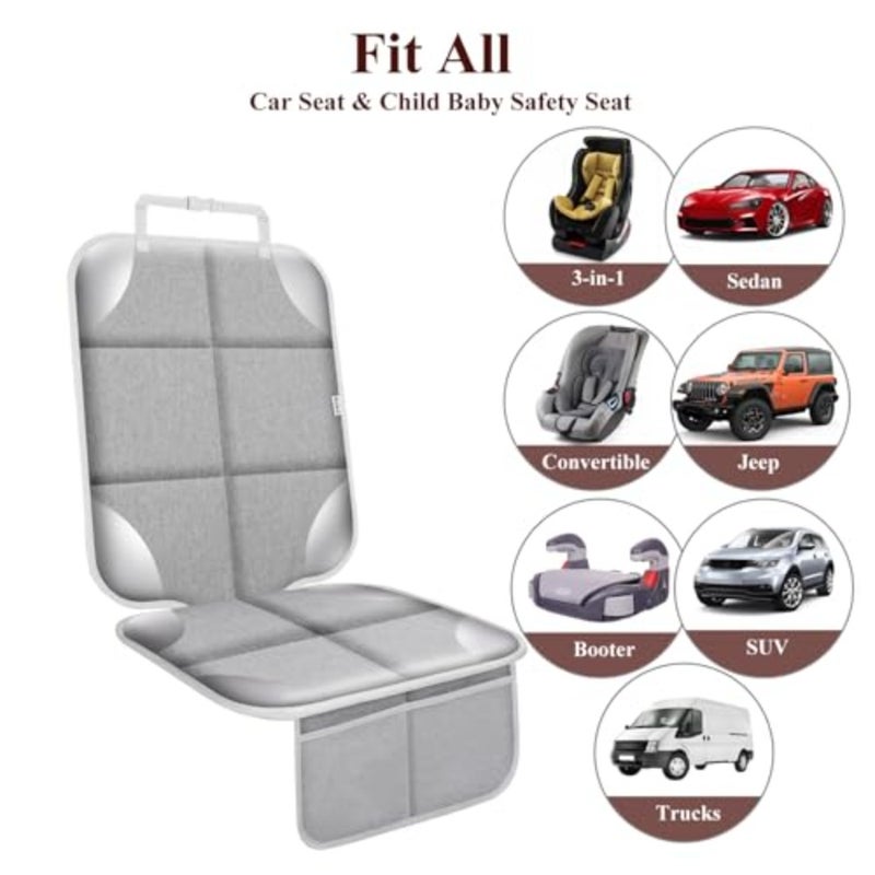 Car Seat Protector for Child Car Seat, Durable 600D Fabric Waterproof Car Seat Cover with Thick Pad Non-Slip Backing No Imprints - Image 4
