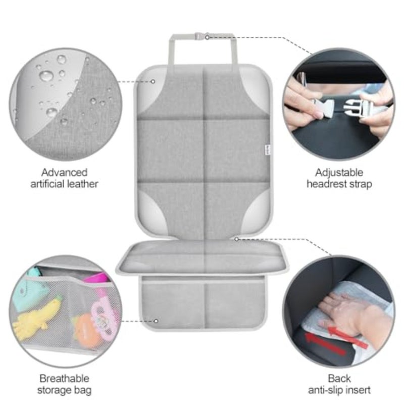 Car Seat Protector for Child Car Seat, Durable 600D Fabric Waterproof Car Seat Cover with Thick Pad Non-Slip Backing No Imprints - Image 3
