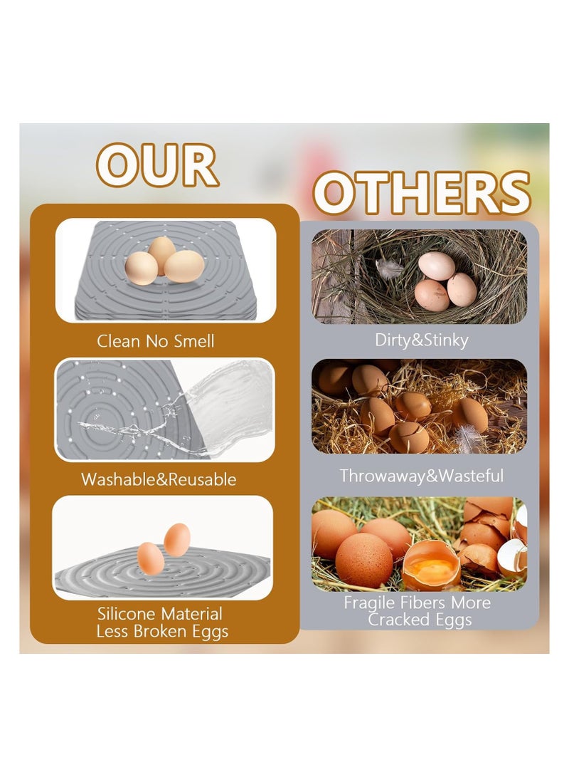 SYOSI وسادات دجاج للامتناع عن وضع البيض لبيت الدجاج، 4 عبوات وسادات تعشيش قابلة للغسل لبيت الدجاج، فراش دجاج متين لبيت الدجاج لوضع البيض، 12 × 12 بوصة وسادات علبة تعشيش للدواجن للإناث (رمادي) - Image 5