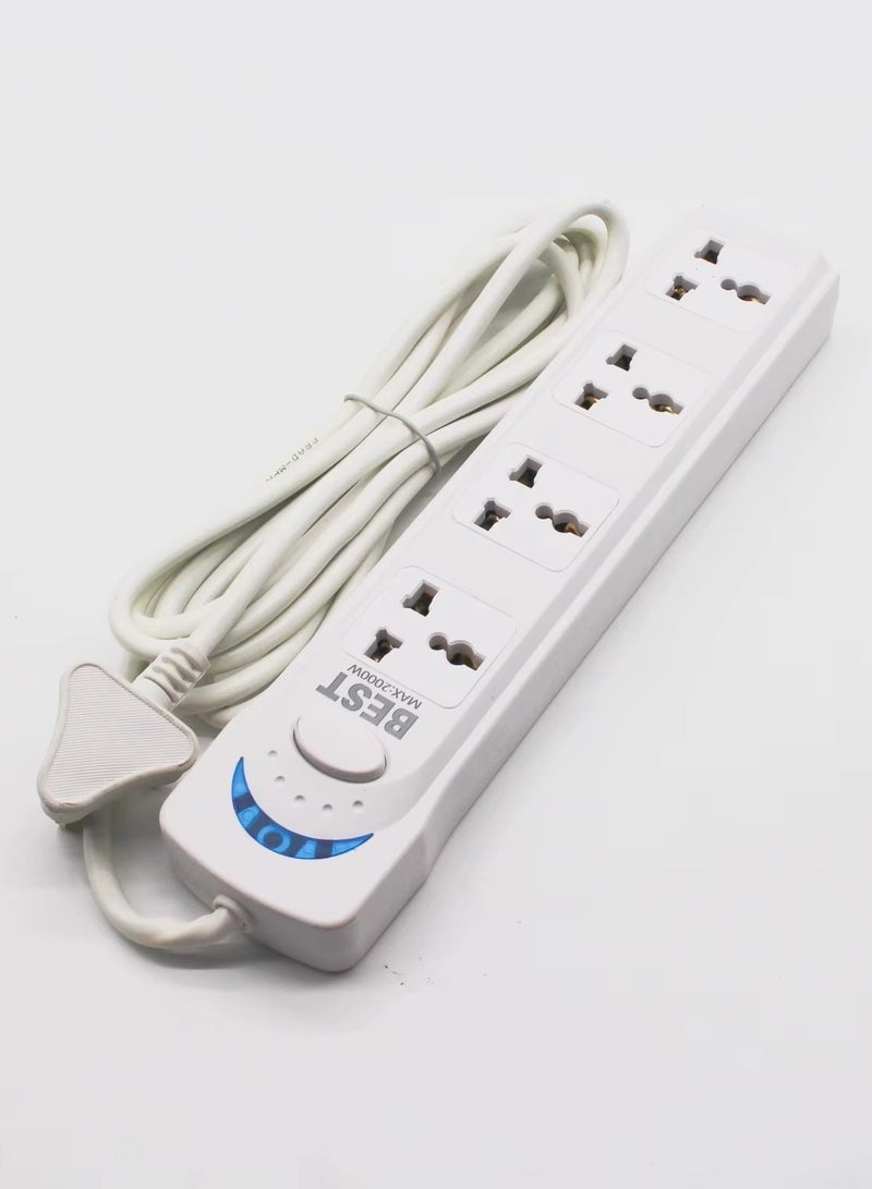 Best Generic Power Socket with 4 Way Outlets and Extension Cord, 3 Meter Length
