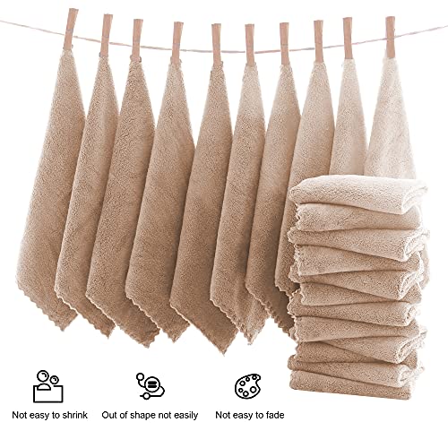 MOONQUEEN Ultra Soft Premium Washcloths Set - 12 x 12 inches - 24 Pack - Quick Drying - Highly Absorbent Coral Velvet Bathroom Wash Clothes - Use as Bath, Spa, Facial, Fingertip Towel (Brown) - Image 3