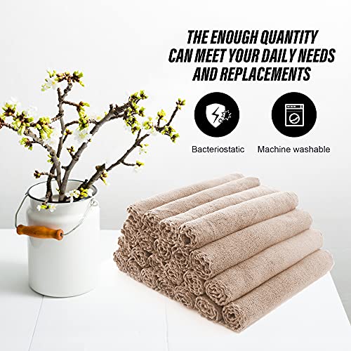 MOONQUEEN Ultra Soft Premium Washcloths Set - 12 x 12 inches - 24 Pack - Quick Drying - Highly Absorbent Coral Velvet Bathroom Wash Clothes - Use as Bath, Spa, Facial, Fingertip Towel (Brown) - Image 5