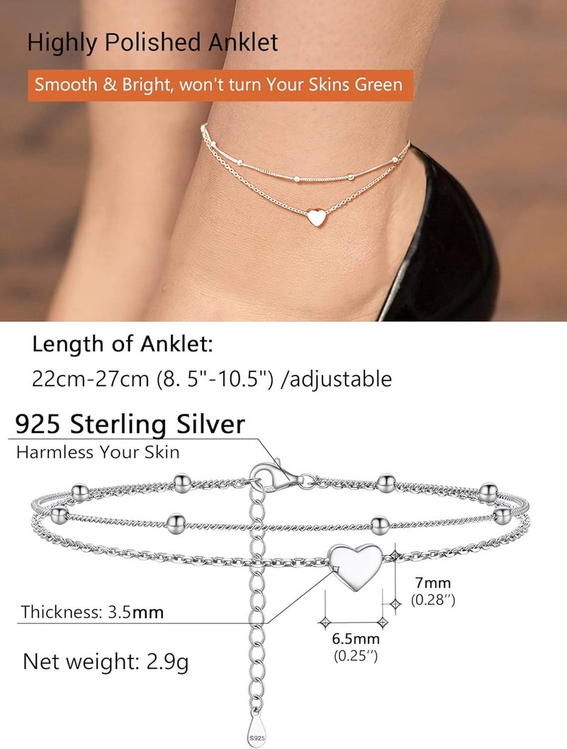 PROSILVER 925 Sterling Silver Ankle Bracelets For Women, Stylish Chain Anklets, Summer Beach Jewelry, 8.6-10.6 Inch Adjustable, Come with Box - Image 4