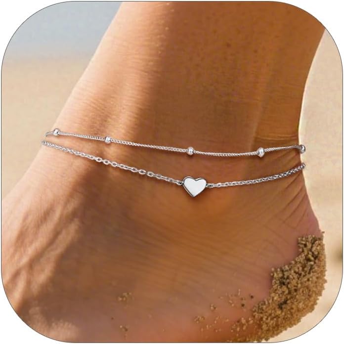 PROSILVER 925 Sterling Silver Ankle Bracelets For Women, Stylish Chain Anklets, Summer Beach Jewelry, 8.6-10.6 Inch Adjustable, Come with Box - Image 1