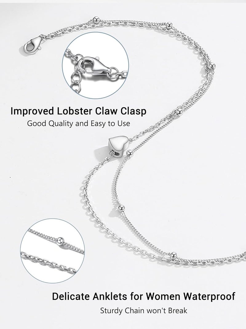 PROSILVER 925 Sterling Silver Ankle Bracelets For Women, Stylish Chain Anklets, Summer Beach Jewelry, 8.6-10.6 Inch Adjustable, Come with Box - Image 5