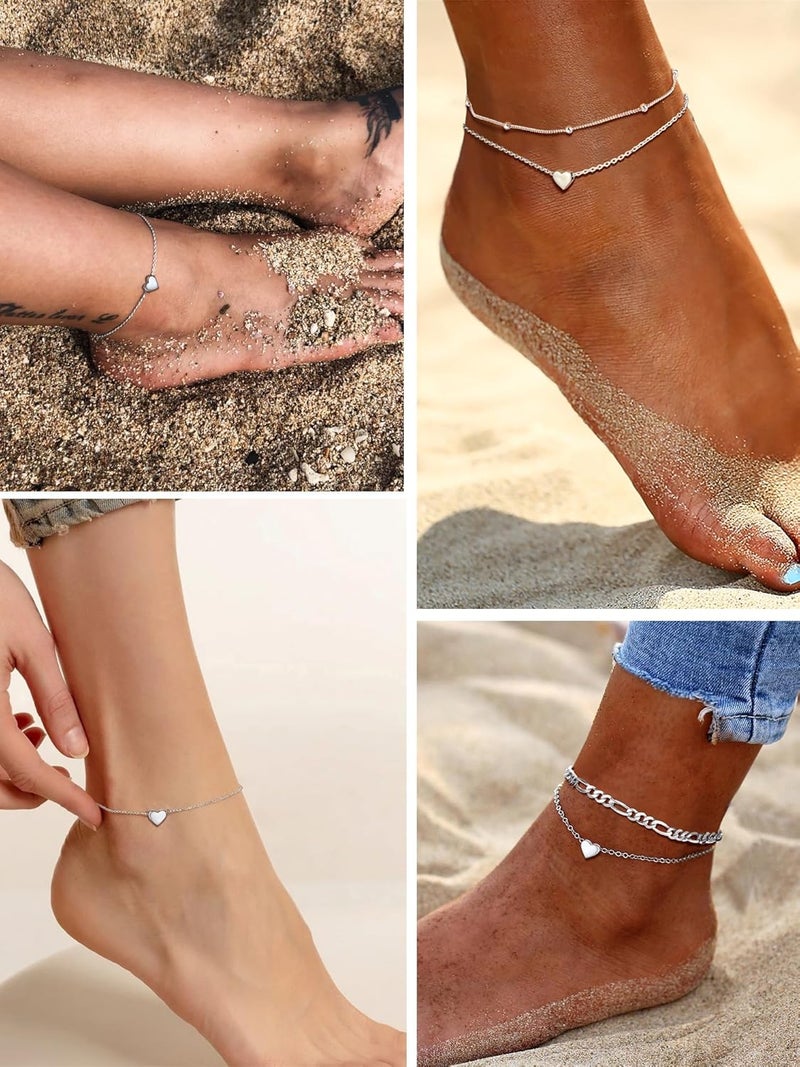 PROSILVER 925 Sterling Silver Ankle Bracelets For Women, Stylish Chain Anklets, Summer Beach Jewelry, 8.6-10.6 Inch Adjustable, Come with Box - Image 2
