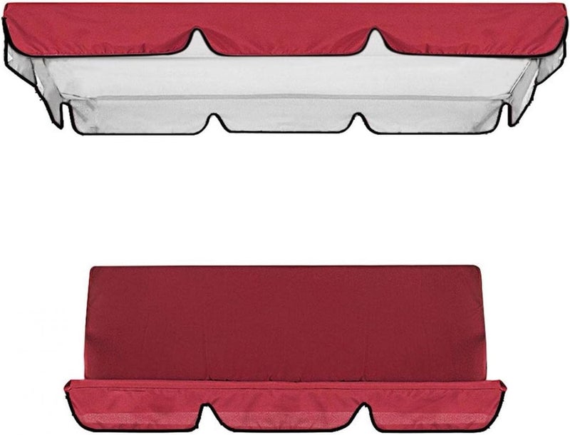 klarako Replacement Canopy For 3 Seater Garden Swing With Outdoor Swing Cushions Cover Oxford Cloth Patio Swing Cover Waterproof Uv Protection Patio Swing Cover (Red) - Image 2