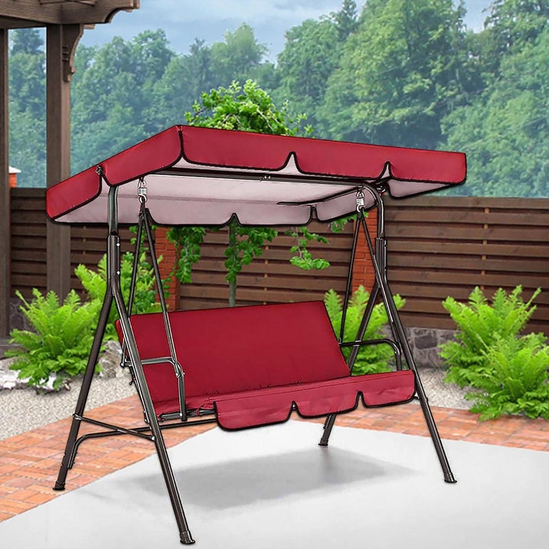 klarako Replacement Canopy For 3 Seater Garden Swing With Outdoor Swing Cushions Cover Oxford Cloth Patio Swing Cover Waterproof Uv Protection Patio Swing Cover (Red) - Image 5