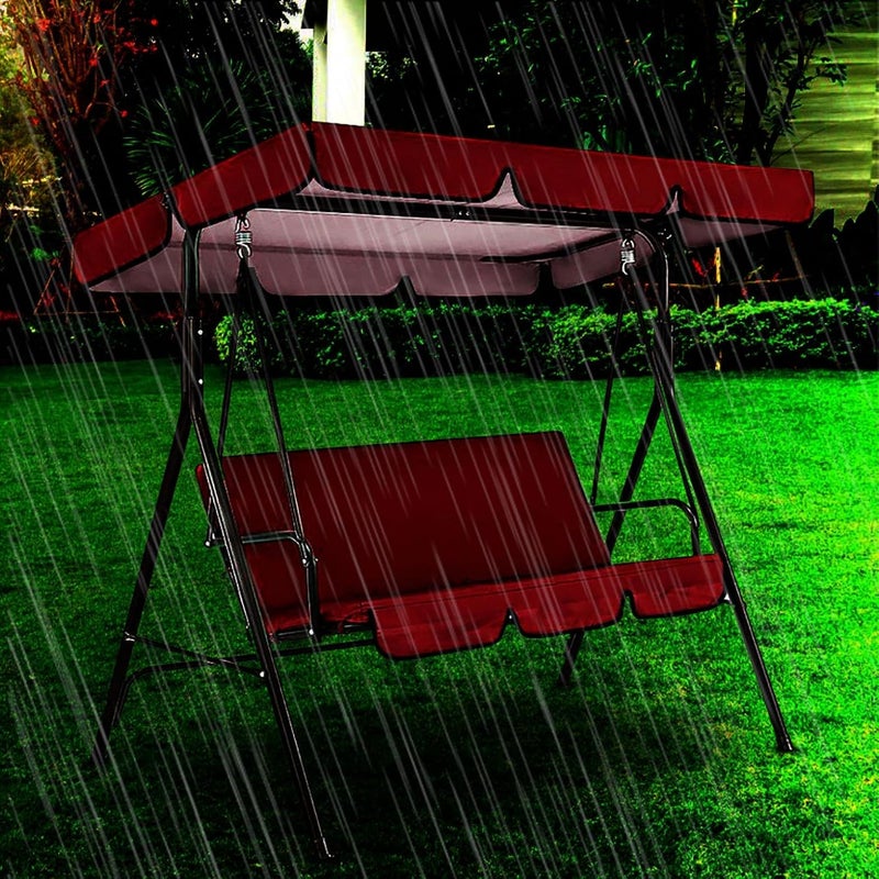 klarako Replacement Canopy For 3 Seater Garden Swing With Outdoor Swing Cushions Cover Oxford Cloth Patio Swing Cover Waterproof Uv Protection Patio Swing Cover (Red) - Image 4