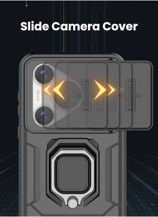 RUGGED SHIELD Huawei Pura 70 Case Cover, Pura 70 Case (NOT for Pura 70 Pro) with Slide Camera Cover, Heavy Duty Anti Drop Shockproof Phone Case Cover with Kickstand for HUAWEI Pura 70, Black  - Image 5