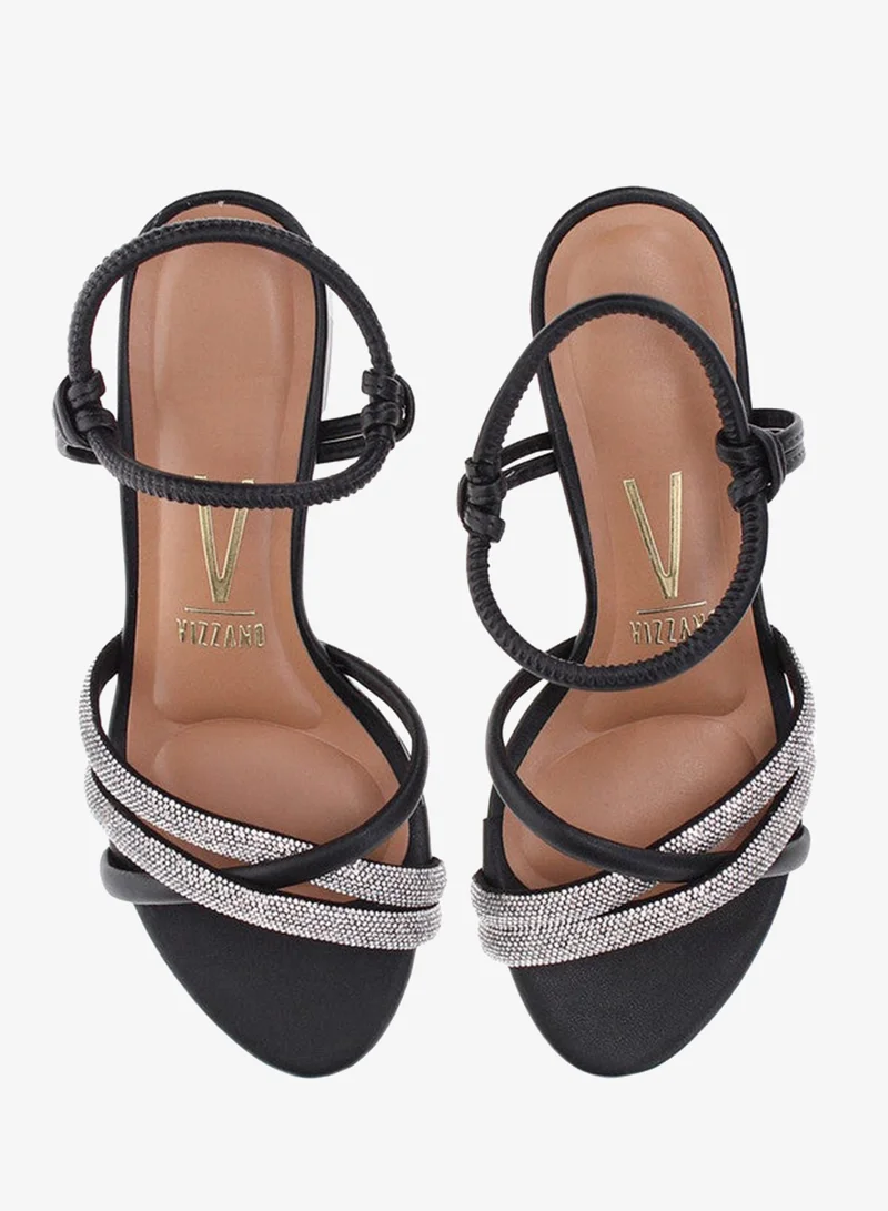 VIZZANO Black Mid Heels Sandals for Women – Sling Back Heel Sandals for Girls with Ankle Strap for Women | Best Price UAE