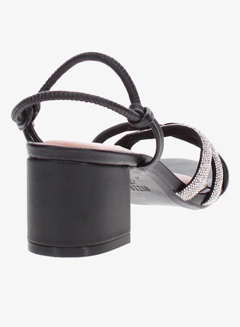 VIZZANO Black Mid Heels Sandals for Women – Sling Back Heel Sandals for Girls with Ankle Strap for Women | Best Price UAE