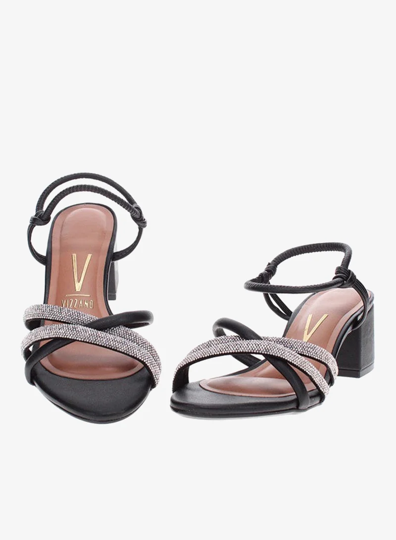 VIZZANO Black Mid Heels Sandals for Women – Sling Back Heel Sandals for Girls with Ankle Strap for Women | Best Price UAE