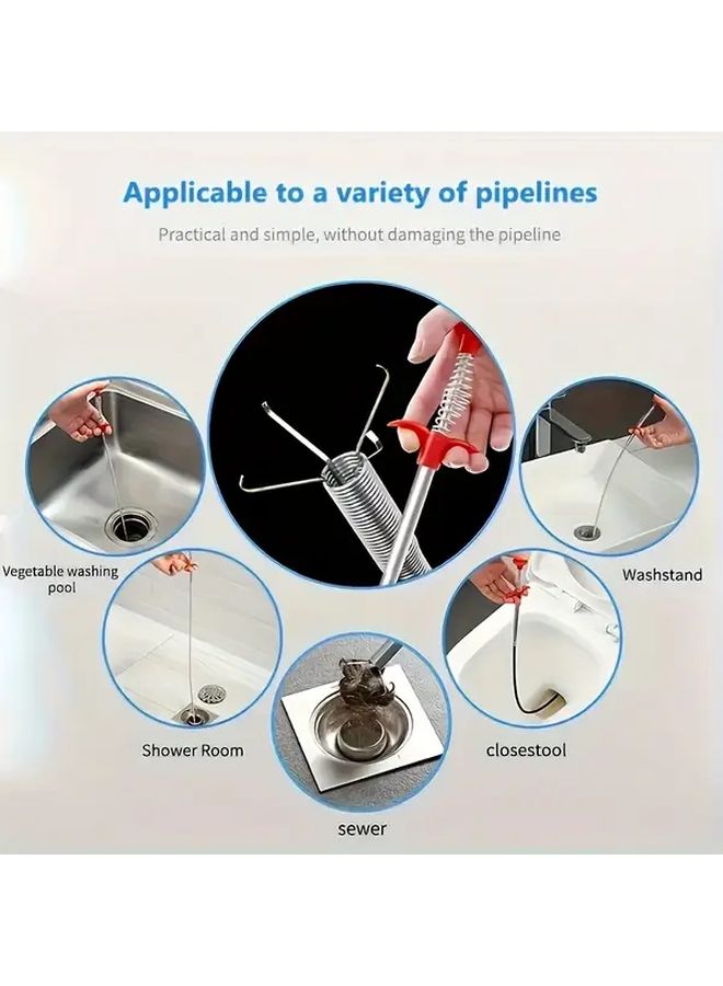 23.62 Inch Drain Tool 4 Claw Flexible Handheld Sewer Gripper For Toilet Sink Cleaning - Image 4