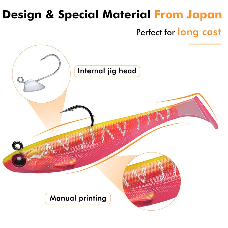 TRUSCEND Fishing Lures for Bass Trout Jighead Lures Paddle Tail Swimbaits Weedless Soft Fishing Baits Freshwater Saltwater Jigging Bass Gear Fishing Gifts for Men - Image 5