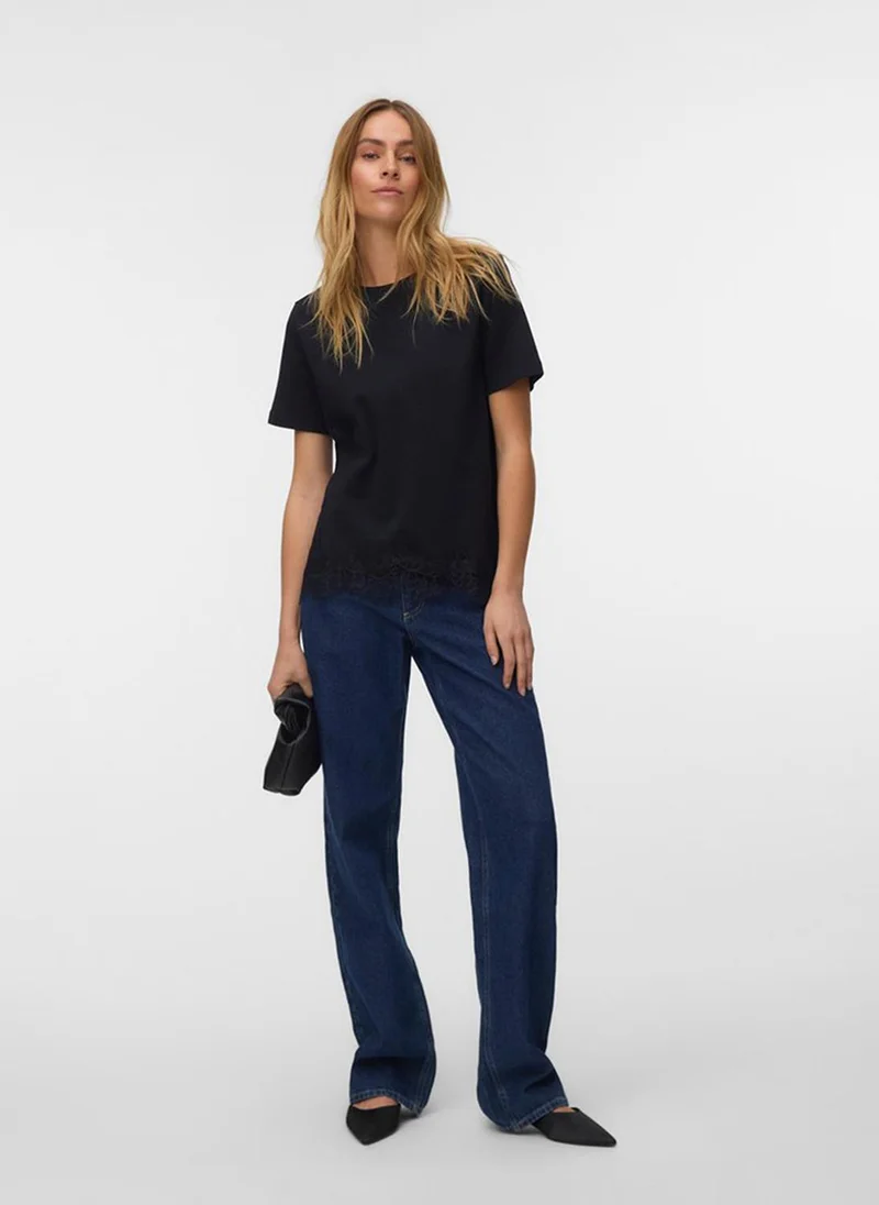 فيرو مودا VMSARA Mette Lace Short Sleeve T-Shirt Jersey