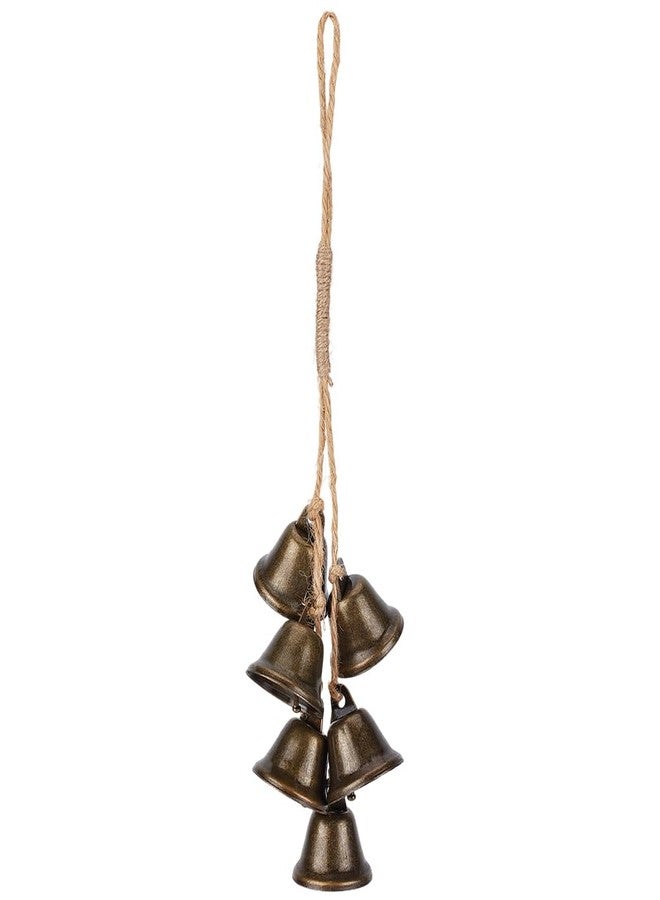 CREATCABIN Witch Bells for Door Knob Witchcraft Door Hanging Bell Rustic Witch Wind Chimes Strings with 6 Vintage Witchy Things Protection Outdoor for Boho Home Room Decoration Bronze 12.42 Inch - Image 1
