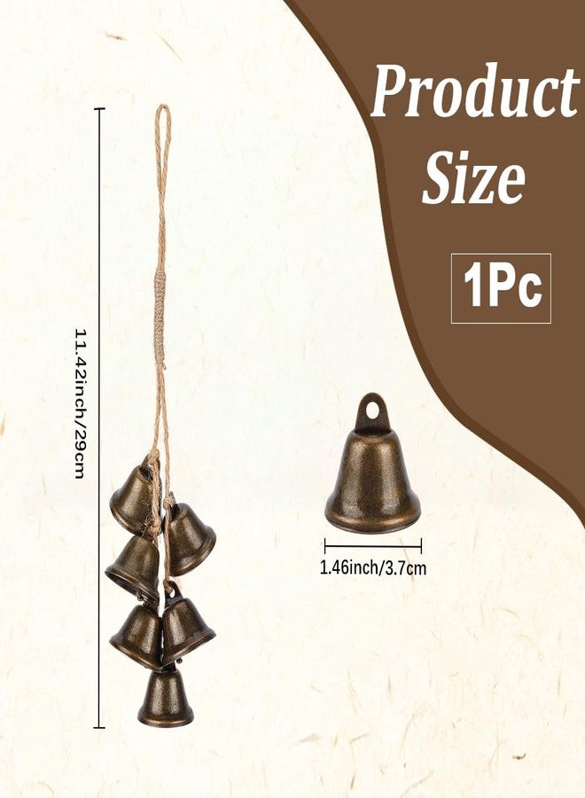 CREATCABIN Witch Bells for Door Knob Witchcraft Door Hanging Bell Rustic Witch Wind Chimes Strings with 6 Vintage Witchy Things Protection Outdoor for Boho Home Room Decoration Bronze 12.42 Inch - Image 2