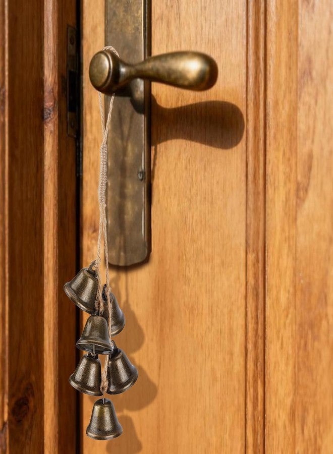 CREATCABIN Witch Bells for Door Knob Witchcraft Door Hanging Bell Rustic Witch Wind Chimes Strings with 6 Vintage Witchy Things Protection Outdoor for Boho Home Room Decoration Bronze 12.42 Inch - Image 3