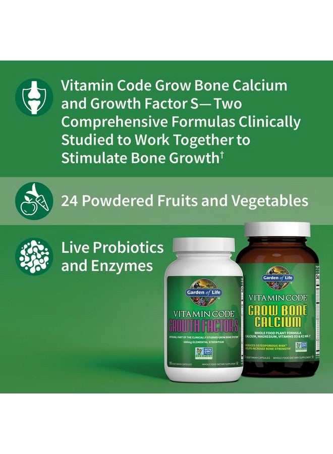Garden of Life Garden of Life Calcium Supplement - Vitamin Code Grow Bone Made with Whole Foods, Strontium, Magnesium, K2 MK7, Vitamin D3 & C Plus Probiotics for Gut Health, 30 Day Supply  - Image 2