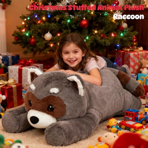 Cudhug 32 Large Raccoon Stuffed Animal Giant Soft Plush Fluffy Raccoon Toy Birthday Holiday Party Gifts for Kids Girls Boys - Image 5