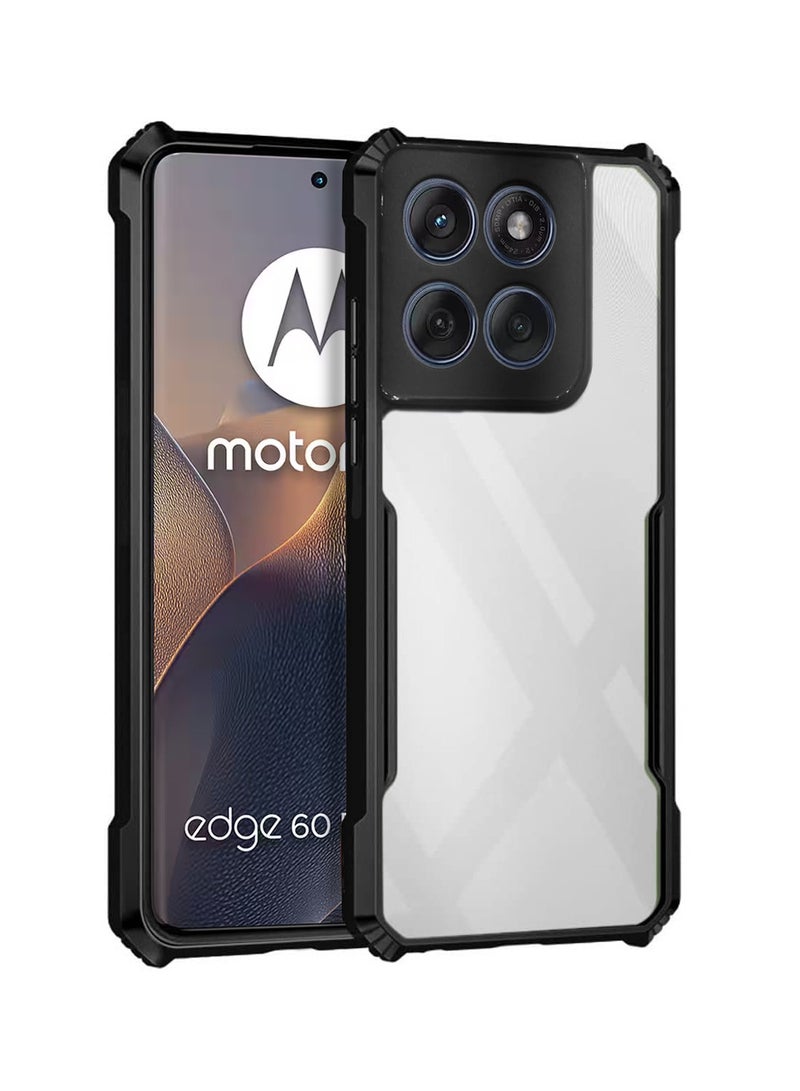 Wtech Motorola Edge 60 /  Edge 60 Fusion 5G 2025 Hybrid TPU Silicone with Raised Armour Bumpers Slim Case Cover (MCAPSA) - Clear/Black - Image 1