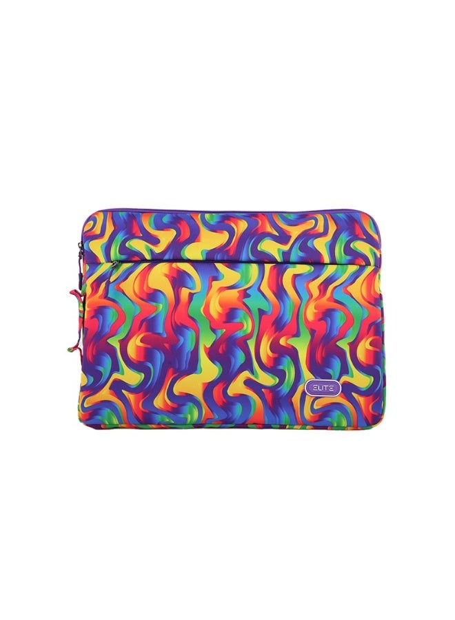 ELITE Laptop Sleeve 14.1" – Colorful Abstract Design with Fluffy Velvet Interior and Outer Pocket - Image 1