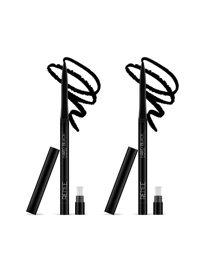 RENEE Hard Black Kajal Pen with Sharpener 0.35gm, Pack Of 2 | Matte Finish | Rich Color Payoff | Long Lasting Upto 24hrs, Smudge & Water Proof Formula - Image 3