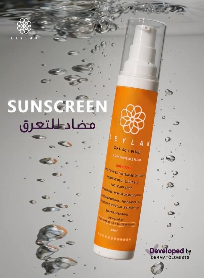 Leylak Spf 50+ Spray Aqua Invisible Fluid Spray Dry Touch 50 ML - Image 2