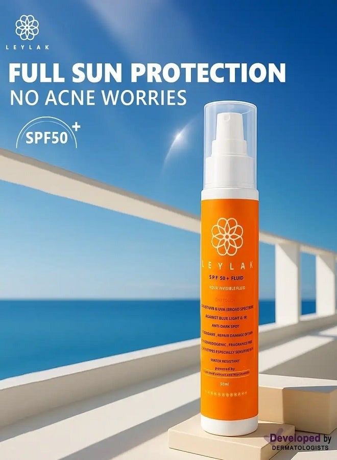 Leylak Spf 50+ Spray Aqua Invisible Fluid Spray Dry Touch 50 ML - Image 5